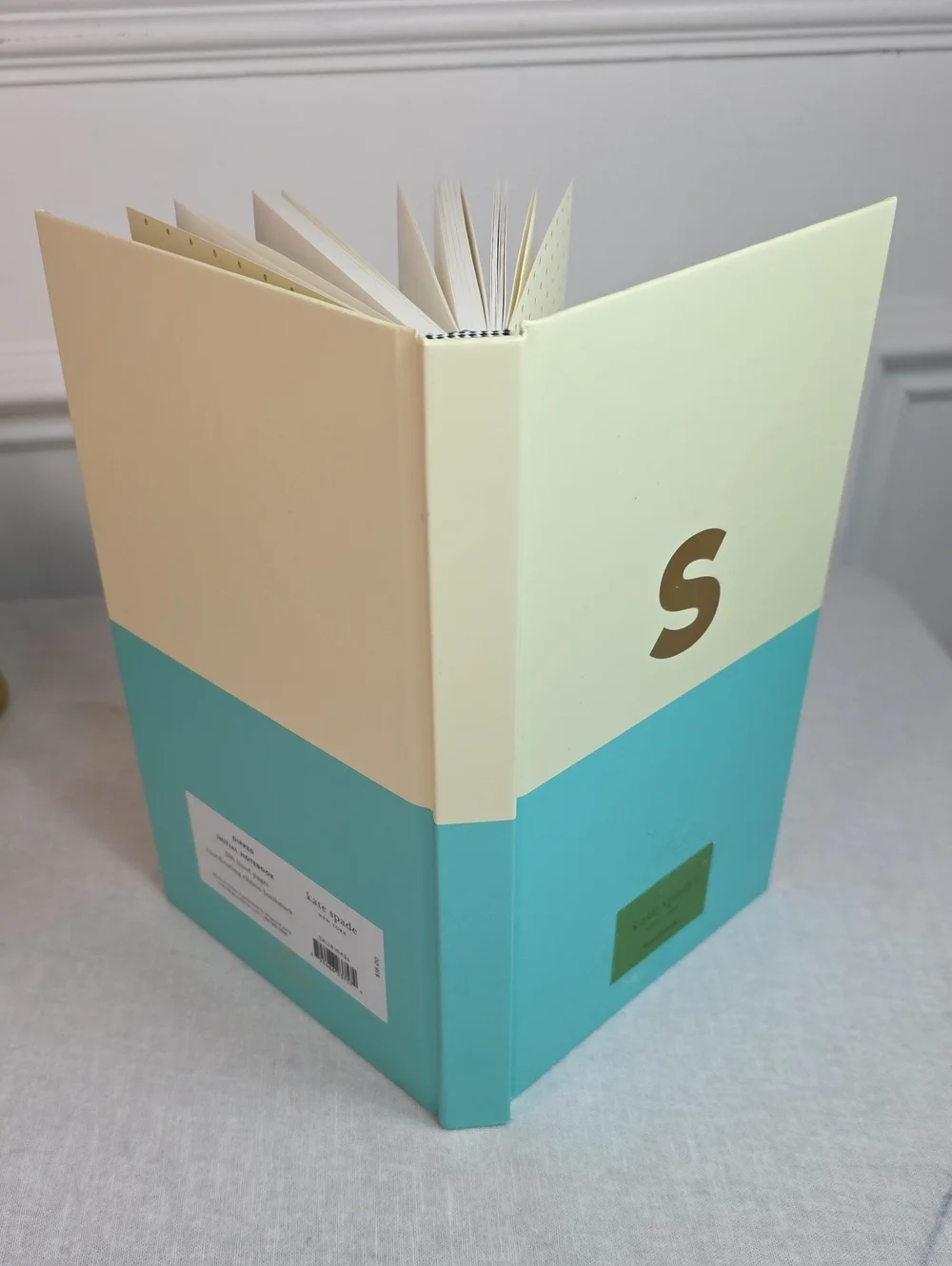 kate spade Dipped S Initial Cream & Teal Hardcover